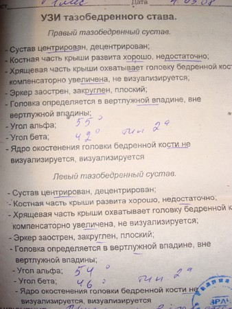 Протокол узи тазобедренного сустава у взрослых образец